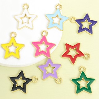 10 Chiếc Thời Trang Nhiều Màu Rỗng Pentagram Men Nhỏ Giọt Dầu Quyến Rũ Dopamine Đồ Trang Trí Phụ Kiện Đơn Giản Đa Năng Vòng Cổ Vòng Tay Bông Tai Dây Xích Điện Thoại DIY Hình Ngôi Sao Mặt Dây Chuyền Hợp Kim
