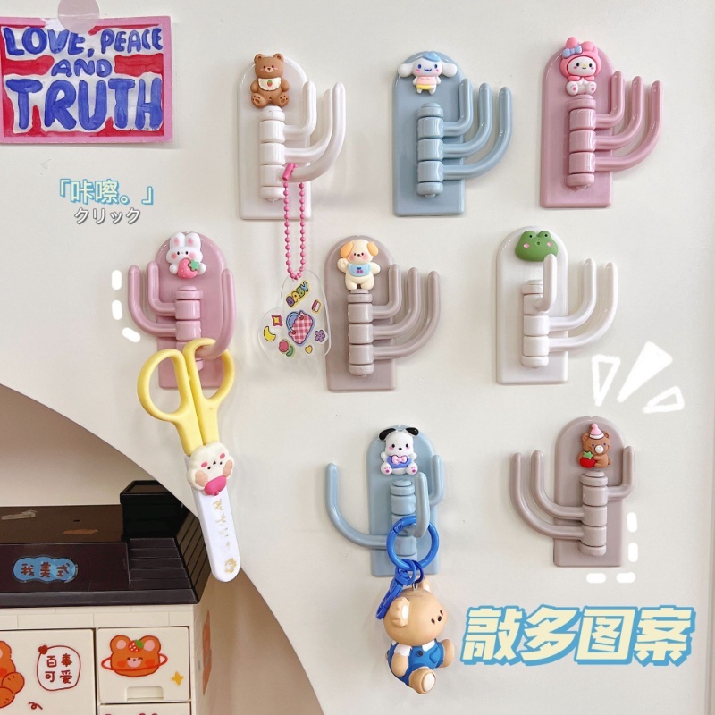 🍑peach🍑 Móc hoạt hình sáng tạo của học sinh Không để lại dấu vết Móc Treo Không Đục Lỗ 3 móc hãng Móc phim hoạt hình