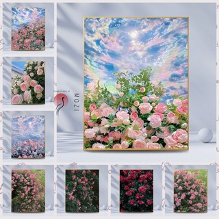 MOZI✨40 * 50cm / 30 * 40cm đống hoa hồng tranh tô màu theo số bộ tô màu theo số tranh sơn dầu số hoá tranh số hóa sơn acrylic Lãng Mạn Hoa Hồng DIY Kỹ Thuật Số Tranh Đổ Đầy Tranh Vẽ Tay Tranh Acrylic Vẽ Tay Tranh Tô Màu Tranh Trang Trí Nhà Cửa T