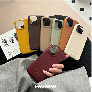 Ốp Điện Thoại Da PU Màu Đỏ Hàn Quốc Cho iPhone 17Pro 17Promax 16 Pro Max 15 Promax Nữ Cô Gái Bảo Vệ Toàn Diện