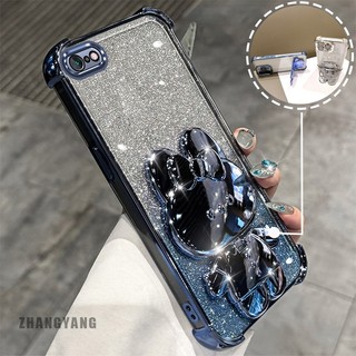 Ốp Lưng Cho iPhone 6 Plus iPhone 6s Plus Phấn Lấp Lánh Bốn Góc Mạ Điện Chống Rơi Vỏ Điện Thoại Hoạt Hình Thẩm Mỹ 3D Giá Đỡ Thỏ TPU Mềm