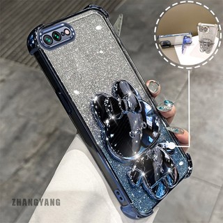 Ốp Lưng Cho iPhone 7 Plus iPhone 8 Plus Phấn Lấp Lánh Bốn Góc Mạ Điện Chống Rơi Vỏ Điện Thoại Hoạt Hình Thẩm Mỹ 3D Giá Đỡ Thỏ TPU Mềm