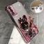 Ốp Lưng Cho OPPO A16 Bột Lấp Lánh Bốn Góc Mạ Điện Chống Rơi Vỏ Điện Thoại Hoạt Hình Thẩm Mỹ 3D Giá Đỡ Thỏ TPU Mềm