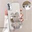 Ốp Lưng Cho OPPO A16 Bột Lấp Lánh Bốn Góc Mạ Điện Chống Rơi Vỏ Điện Thoại Hoạt Hình Thẩm Mỹ 3D Giá Đỡ Thỏ TPU Mềm