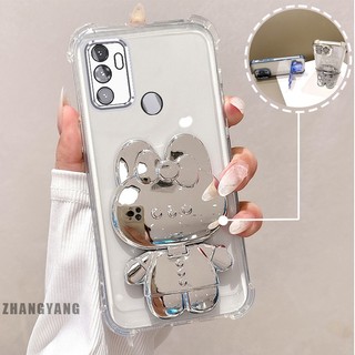 Ốp Lưng Cho OPPO A53 2020 A33 Bột Lấp Lánh Bốn Góc Mạ Điện Chống Rơi Vỏ Điện Thoại Hoạt Hình Thẩm Mỹ 3D Giá Đỡ Thỏ TPU Mềm