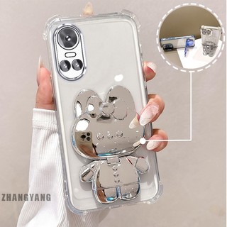 Ốp Lưng Cho OPPO RENO 10 5G RENO 10 Pro 5G Bột Lấp Lánh Bốn Góc Mạ Điện Chống Rơi Vỏ Điện Thoại Thẩm Mỹ Hoạt Hình 3D Giá Đỡ Thỏ TPU Mềm