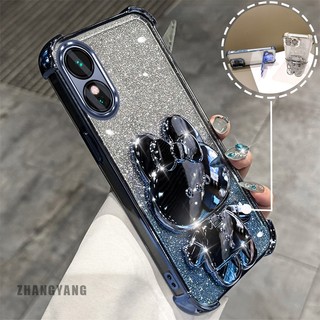 Ốp Lưng Cho OPPO reno 8T 4G reno 8T 5G Bột Lấp Lánh Bốn Góc Mạ Điện Chống Rơi Vỏ Điện Thoại Thẩm Mỹ Hoạt Hình 3D Giá Đỡ Thỏ TPU Mềm