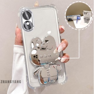 Ốp Lưng Cho OPPO reno 8T 4G reno 8T 5G Bột Lấp Lánh Bốn Góc Mạ Điện Chống Rơi Vỏ Điện Thoại Thẩm Mỹ Hoạt Hình 3D Giá Đỡ Thỏ TPU Mềm
