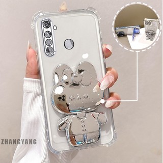 Ốp Lưng Cho Realme 5 5i 5s 6i c3 Bột Lấp Lánh Bốn Góc Mạ Điện Chống Rơi Vỏ Điện Thoại Thẩm Mỹ Hoạt Hình 3D Thỏ Giá Đỡ TPU Mềm