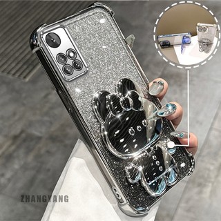 Ốp Lưng Cho redmi 10 redmi 10 Prime Phấn Lấp Lánh Bốn Góc Mạ Điện Chống Rơi Vỏ Điện Thoại Hoạt Hình Thẩm Mỹ 3D Giá Đỡ Thỏ TPU Mềm