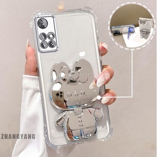 Ốp Lưng Cho redmi 10 redmi 10 Prime Phấn Lấp Lánh Bốn Góc Mạ Điện Chống Rơi Vỏ Điện Thoại Hoạt Hình Thẩm Mỹ 3D Giá Đỡ Thỏ TPU Mềm