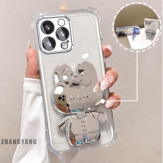 Ốp Lưng Cho Redmi 12 4G Bột Lấp Lánh Bốn Góc Mạ Điện Chống Rơi Vỏ Điện Thoại Hoạt Hình Thẩm Mỹ 3D Giá Đỡ Thỏ TPU Mềm