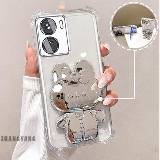 Ốp Lưng Cho Redmi 13C Bột Lấp Lánh Bốn Góc Mạ Điện Chống Rơi Vỏ Điện Thoại Thẩm Mỹ Hoạt Hình 3D Giá Đỡ Thỏ TPU Mềm