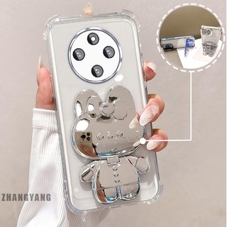 Ốp Lưng Cho Redmi 14C Bột Lấp Lánh Bốn Góc Mạ Điện Chống Rơi Vỏ Điện Thoại Thẩm Mỹ Hoạt Hình 3D Giá Đỡ Thỏ TPU Mềm