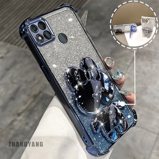 Ốp Lưng Cho Redmi 9c 10A Bột Lấp Lánh Bốn Góc Mạ Điện Chống Rơi Vỏ Điện Thoại Hoạt Hình Thẩm Mỹ 3D Giá Đỡ Thỏ TPU Mềm