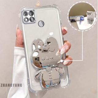 Ốp Lưng Cho Redmi 9c 10A Bột Lấp Lánh Bốn Góc Mạ Điện Chống Rơi Vỏ Điện Thoại Hoạt Hình Thẩm Mỹ 3D Giá Đỡ Thỏ TPU Mềm