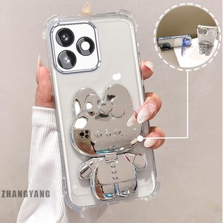 Ốp Lưng Cho Redmi note 14 note 14 Pro Bột Lấp Lánh Bốn Góc Mạ Điện Chống Rơi Vỏ Điện Thoại Hoạt Hình Thẩm Mỹ 3D Giá Đỡ Thỏ TPU Mềm
