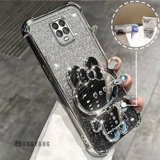 Ốp Lưng Cho Redmi note 9s note 9 Pro Bột Lấp Lánh Bốn Góc Mạ Điện Chống Rơi Vỏ Điện Thoại Hoạt Hình Thẩm Mỹ 3D Giá Đỡ Thỏ TPU Mềm