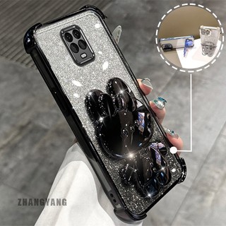 Ốp Lưng Cho Redmi note 9s note 9 Pro Bột Lấp Lánh Bốn Góc Mạ Điện Chống Rơi Vỏ Điện Thoại Hoạt Hình Thẩm Mỹ 3D Giá Đỡ Thỏ TPU Mềm