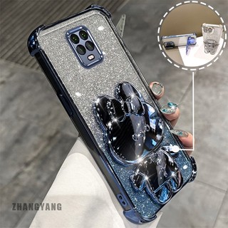 Ốp Lưng Cho Redmi note 9s note 9 Pro Bột Lấp Lánh Bốn Góc Mạ Điện Chống Rơi Vỏ Điện Thoại Hoạt Hình Thẩm Mỹ 3D Giá Đỡ Thỏ TPU Mềm