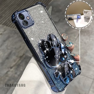 Ốp Lưng Cho Samsung A04 A05 Bột Lấp Lánh Bốn Góc Mạ Điện Chống Rơi Vỏ Điện Thoại Hoạt Hình Thẩm Mỹ 3D Giá Đỡ Thỏ TPU Mềm