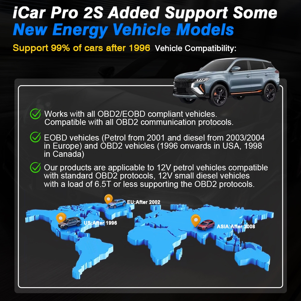Máy quét ô tô Vgate iCar Pro 2S OBD2 cho BYD & Tesla & GWM Bluetooth 5.2 cho IOS Kiểm tra động cơ Android cho Công cụ quét chẩn đoán tự động BMW OBD 2 PK ELM 327
