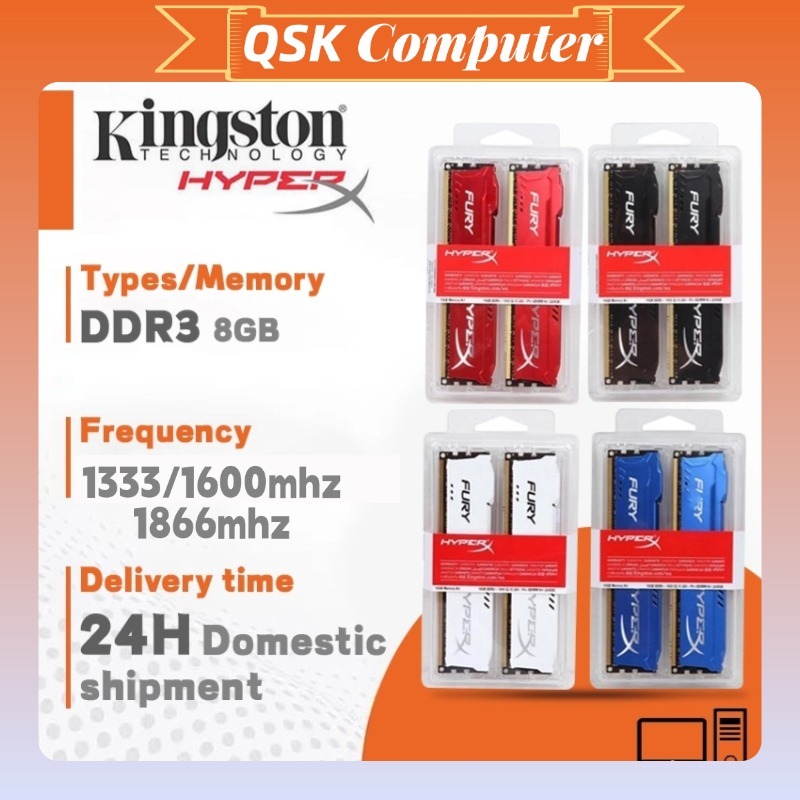 [Bộ 2 món] Kingston Hyperx 8GB Desktop RAM DDR3 Bộ nhớ để bàn DIMM 1333mhz/1600mhz/1866mhz 240Pin 1.35V/1.5V RAM PC3- 10600/12800/14900/RAM DIMM Gaming memory | BigBuy360 - bigbuy360.vn
