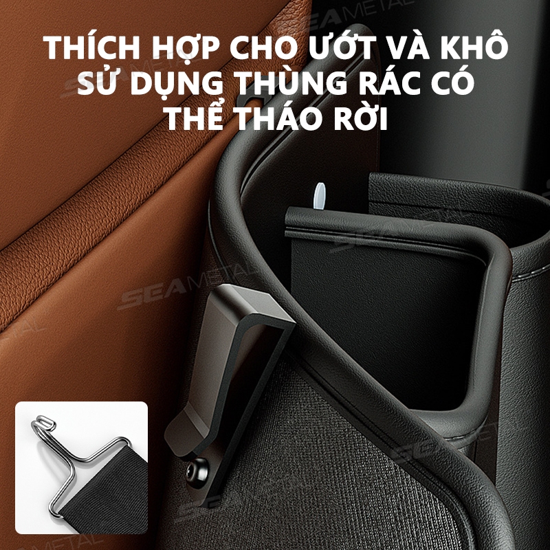 túi đựng đồ sau ghế ô tô SEAMETAL Chống Đá Miếng Lót Da Ngắn Tự Động Ghế Sau Bảo Vệ Có Cốc Đựng Khăn Giấy Túi Bảo Quản Thùng Rác