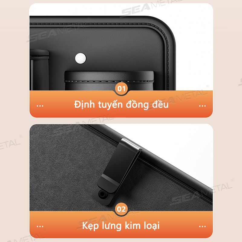 túi đựng đồ sau ghế ô tô SEAMETAL Chống Đá Miếng Lót Da Ngắn Tự Động Ghế Sau Bảo Vệ Có Cốc Đựng Khăn Giấy Túi Bảo Quản Thùng Rác