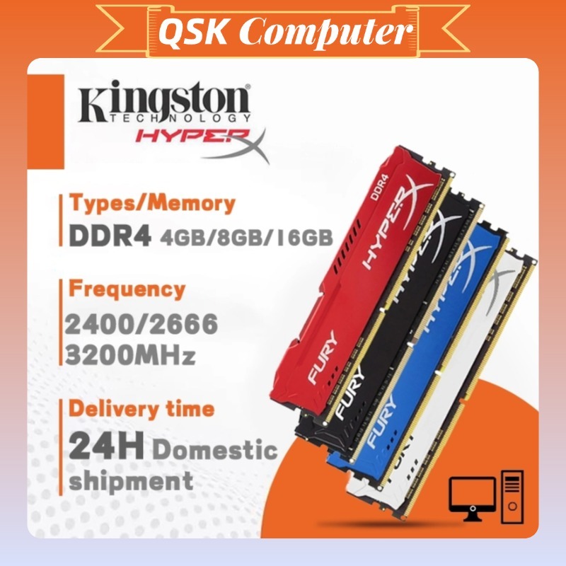 【Ship hàng tận nơi 24H】Kingston Hyperx DDR4 4GB/8GB/16GB 2400/2666/3200MHZ 288Pin PC4 DIMM Desktop RAM DDR4 DIMM for PC
