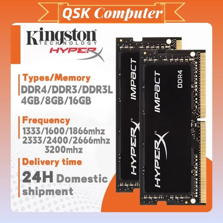 【Ship hàng tận nơi 24H】Laptop RAM DDR4 DDR3 DDR3L SODIMM RAM Kingston Hyperx Fury 4GB 8GB 16GB 1600 2400 2600 3200 MHz 260pin/204pin 1.2V /1.5V/1.35V RAM Notebook Memory