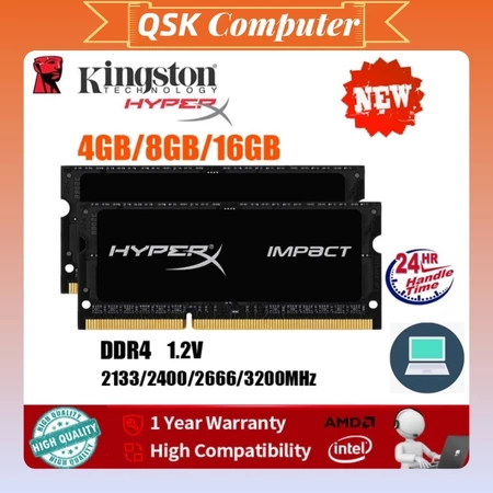 [Vận chuyển nhanh] Laptop RAM Kingston hyperx 4GB/8GB/16GB RAM DDR4 SODIMM 2133/2400/2666/3200MHz 260Pin RAM 1.2V PC4-17000 19200 12800 21300 25600 RAM CHO máy tính xách tay