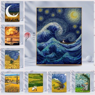 MOZI✨40 * 50cm / 30 * 40cm Bầu Trời Đầy Sao tranh tô màu theo số bộ tô màu theo số tranh sơn dầu số hoá tranh số hóa tranh sơn dầu số hoáTự Làm Tranh Sơn Dầu Kỹ Thuật Số Vẽ Tay Tranh Kỹ Thuật Số Làm Đầy Tranh Sơn Màu Tranh Trang Trí Nhà Cửa