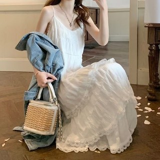 Phụ Nữ Thanh Lịch Mùa Hè Thường Ngày Ren Trơn Đầm Maxi Dài Có Sẵn Hàng Mới