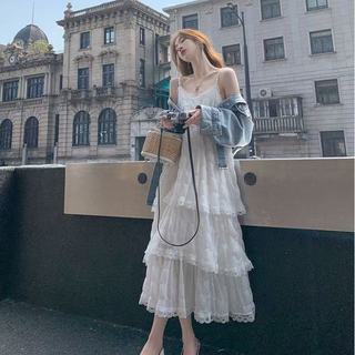 Phụ Nữ Thanh Lịch Mùa Hè Thường Ngày Ren Trơn Đầm Maxi Dài Có Sẵn Hàng Mới