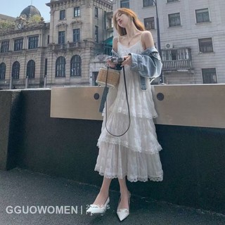 Phụ Nữ Thanh Lịch Mùa Hè Thường Ngày Ren Trơn Đầm Maxi Dài Có Sẵn Hàng Mới