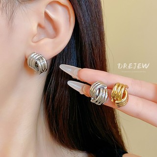DREJEW Khuyên Tai Kim Bạc Phong Cách Hình Học Đơn Giản Thời Trang Cá Tính