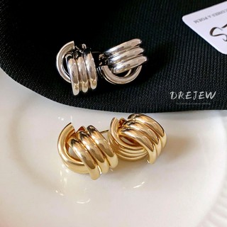 DREJEW Khuyên Tai Kim Bạc Phong Cách Hình Học Đơn Giản Thời Trang Cá Tính