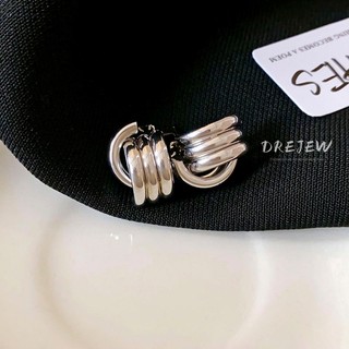 DREJEW Khuyên Tai Kim Bạc Phong Cách Hình Học Đơn Giản Thời Trang Cá Tính
