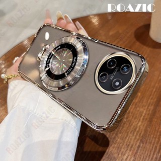 Dành Cho Realme 11 4G / Realme 11 4G NFC Sang Trọng Mạ Cạnh Ốp Điện Thoại Trong Suốt Có Chân Đế Tròn Silicon Mềm Chống Rơi Ốp Lưng SY05
