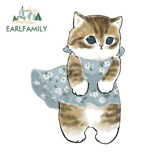 EARLFAMILY 13cm Buồn Mèo Xe Dán Xe Máy Ván Lướt Sóng Cản Graffiti Vinyl Chất Liệu Đề Can Chống Thấm Nước Hoạt Hình Thời Trang Nhãn Xe