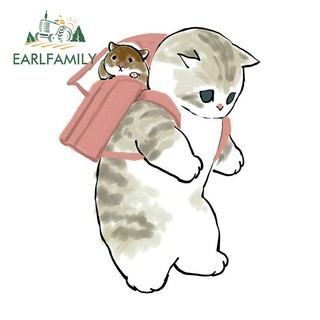 EARLFAMILY 13cm Buồn Mèo Xe Dán Xe Máy Ván Lướt Sóng Cản Graffiti Vinyl Chất Liệu Đề Can Chống Thấm Nước Hoạt Hình Thời Trang Nhãn Xe