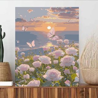 MOZI✨40 * 50cm / 30 * 40cm Biển hoa tranh tô màu theo số bộ tô màu theo số tranh sơn dầu số hoá tranh số hóaHoa và Cây tự làm Tranh sơn dầu kỹ thuật số Tranh thủ công Tranh kỹ thuật số Tranh tô màu Tranh kỹ thuật số Tranh giải nén Tranh trang trí