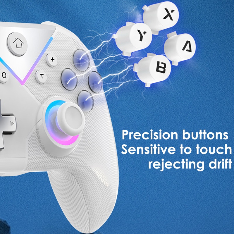 Maoedge Hall Trigger Tay cầm chơi Game không dây Đèn RGB Bộ điều khiển trò chơi Bluetooth cho Nintendo Switch Bộ điều khiển điện thoại PC