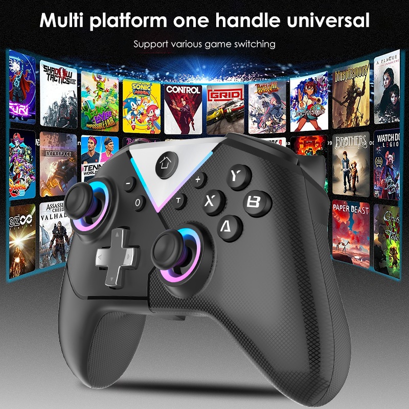 Maoedge Hall Trigger Tay cầm chơi Game không dây Đèn RGB Bộ điều khiển trò chơi Bluetooth cho Nintendo Switch Bộ điều khiển điện thoại PC