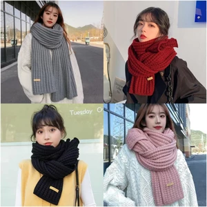 Khăn quàng cổ mùa đông trơn chất dạ len phong cách Hàn Quốc hot trend