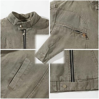 Áo khoác nam Gksss xu hướng retro Mỹ màu xám giặt ngắn áo khoác denim nam