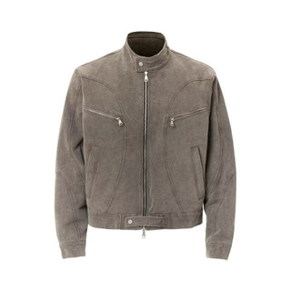 Áo khoác nam Gksss xu hướng retro Mỹ màu xám giặt ngắn áo khoác denim nam