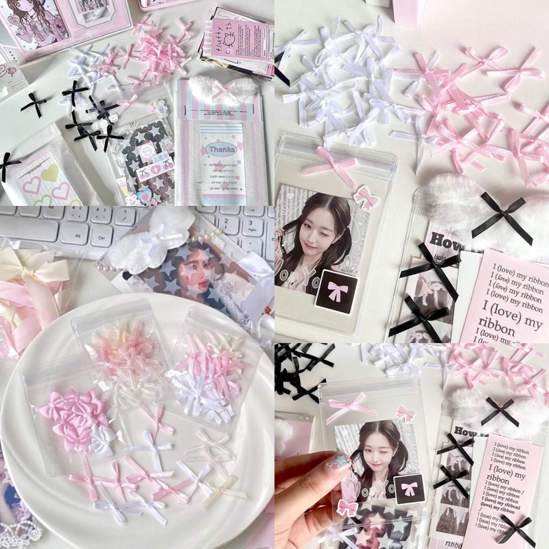 Set 10 Vỏ Bọc Thẻ Ảnh Hình Nơ / Trái Tim Trang Trí Quà Tặng DIY