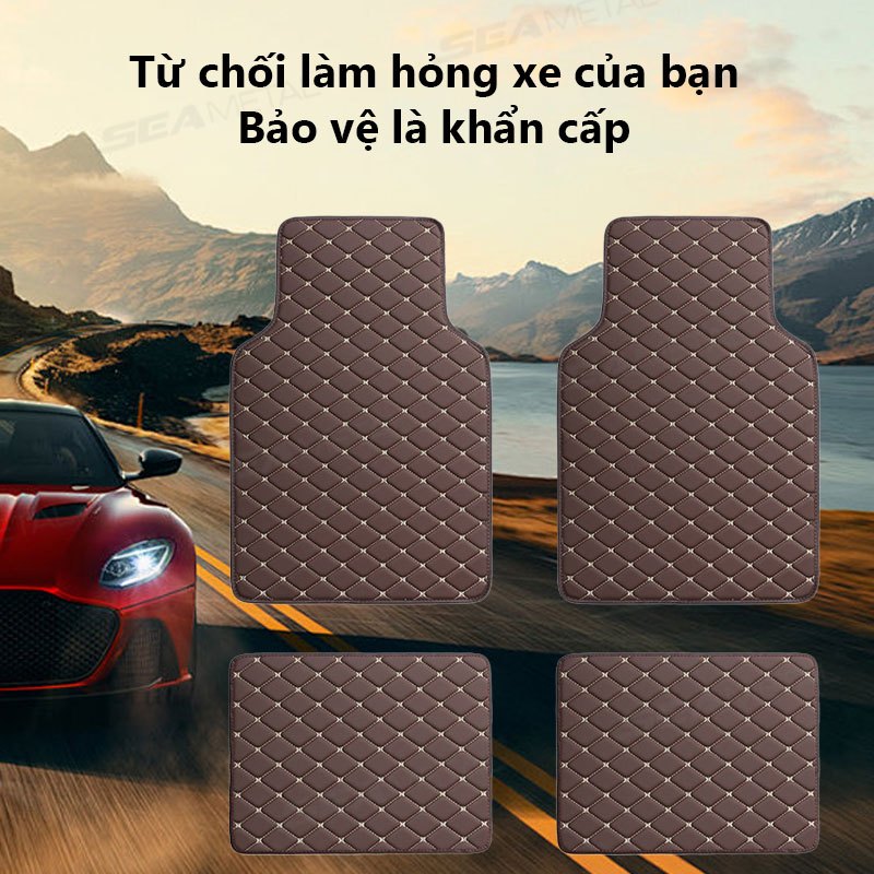 Thảm lót sàn ô tô SEAMETAL Da PU Tấm lót chân chống nước 4 Cái / bộ Thảm ô tô đa năng Phụ kiện nội thất